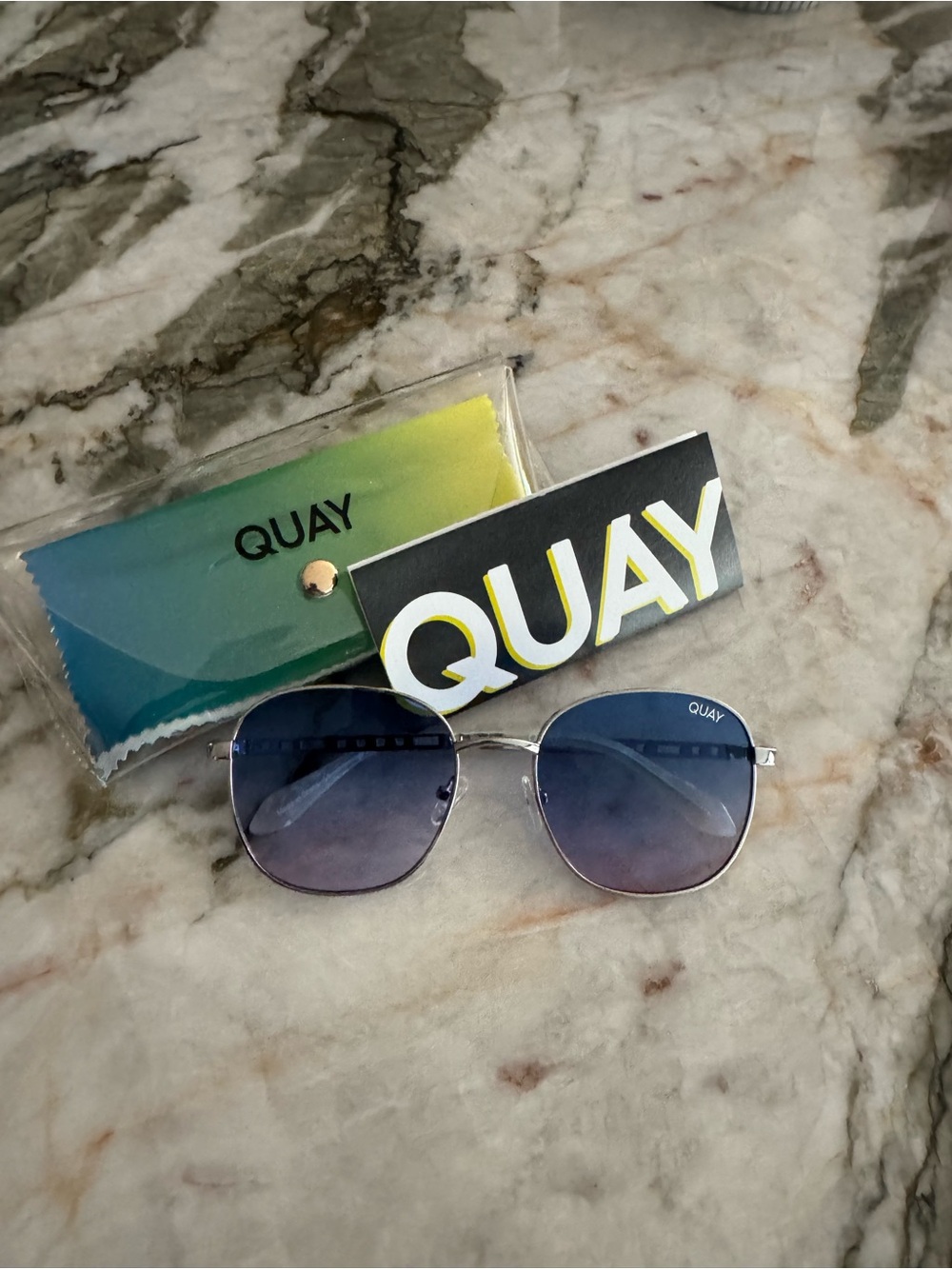 Quay Australia Jezabell 126 Silver Frame Sunglasses with Blue Gradient Lenses